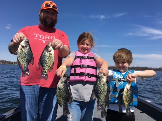 Family crappie fishing trip in spring